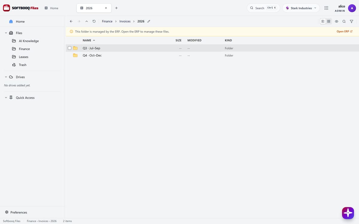 Softbooq Files, as it looks in use