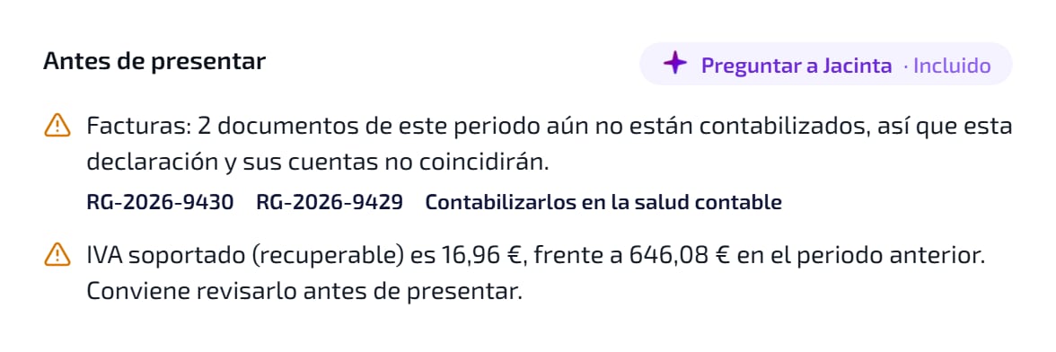 «Antes de presentar» en la declaración de IVA: qué revisar, con un enlace a la pantalla que lo corrige.